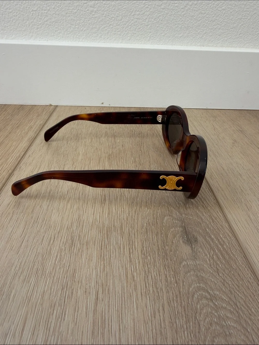 Celine Tortoiseshell Round Sunglasses with Gold Logo